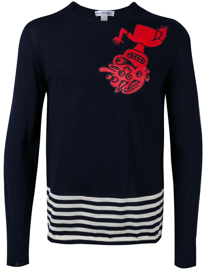 Comme Des Garçons Shirt - Patterned Knitted Sweater - Men - Wool - M, Black, Wool