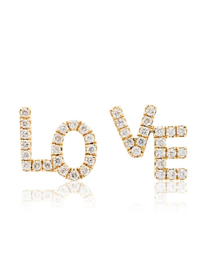 Rosa De La Cruz 18k Yellow Gold Love Diamond Stud Earrings - Metallic