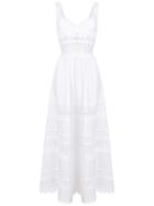 Charo Ruiz Long Embroidered Flared Dress - White