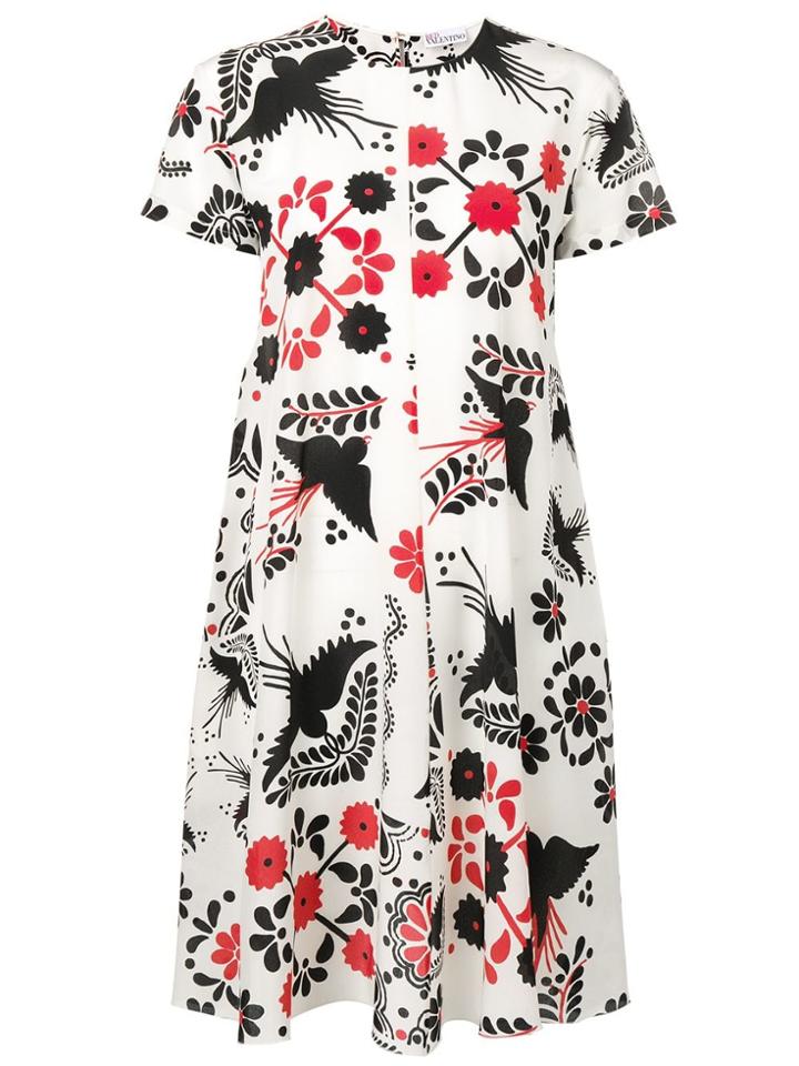 Red Valentino Floral Print Shift Dress - Neutrals