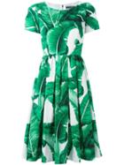 Dolce & Gabbana Banana Leaf Print Dress, Women's, Size: 46, White, Cotton
