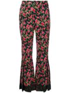 Dolce & Gabbana Rose Print Flared Trousers - Black