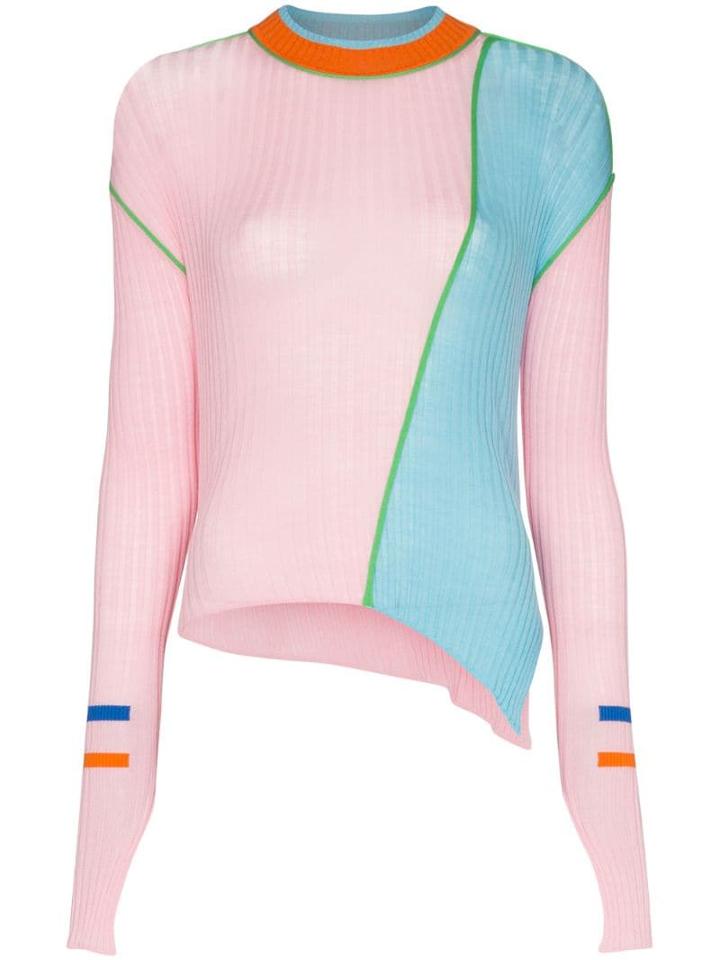 I-am-chen Colour-block Ribbed Sweater - Pink
