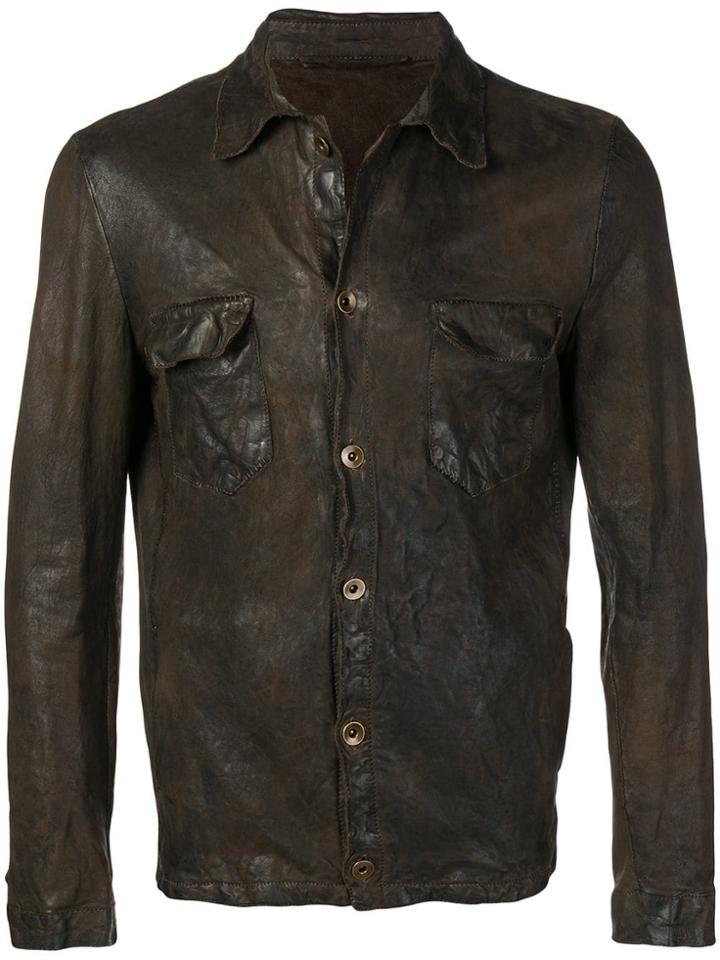 Salvatore Santoro Crushed Textured Shirt Jacket - Brown