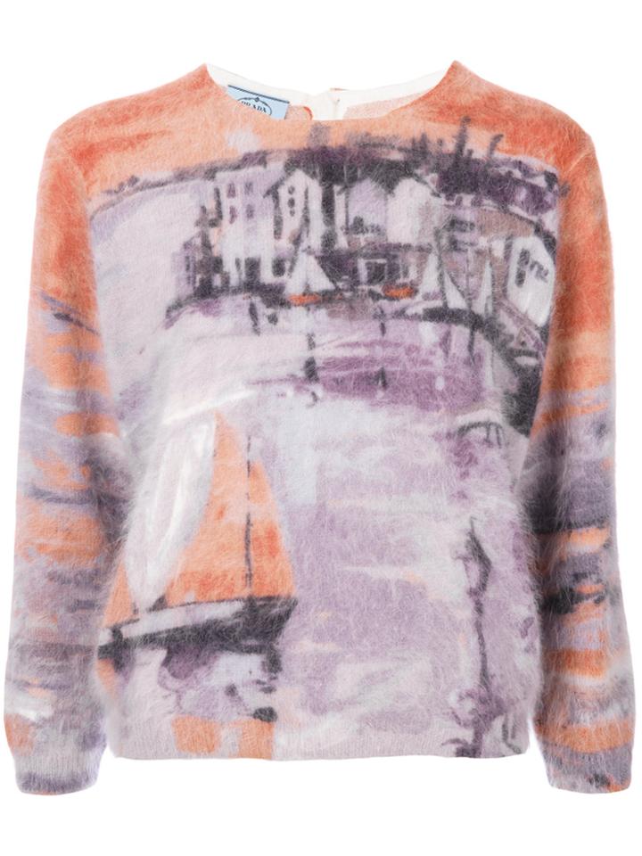 Prada Sailing Boat Motif Sweater - Multicolour