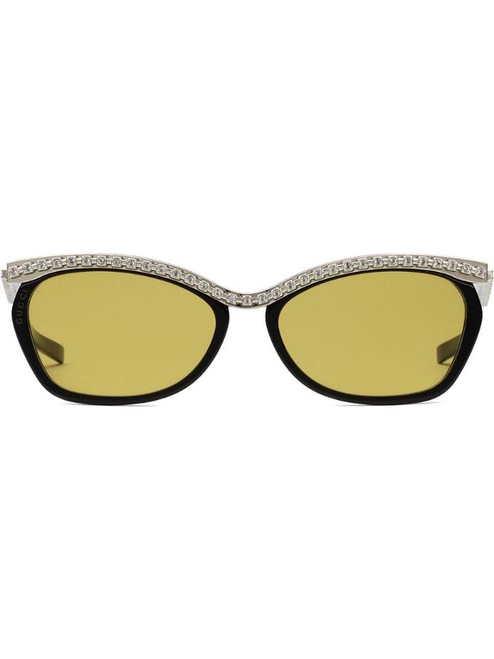 Gucci Eyewear Occhiali Da Sole Rettangolari Con Cristalli - Yellow