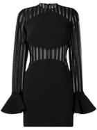 David Koma Striped Sheer Panel Dress - Black