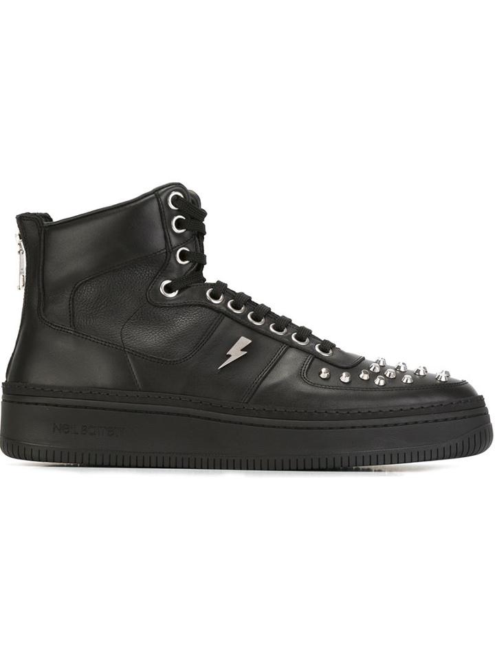 Neil Barrett City Hi-top Sneakers, Men's, Size: 45, Black, Leather/rubber