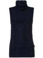 Derek Lam 10 Crosby Mixed Knit Turtleneck Top, Women's, Size: Medium, Blue, Nylon/alpaca/merino