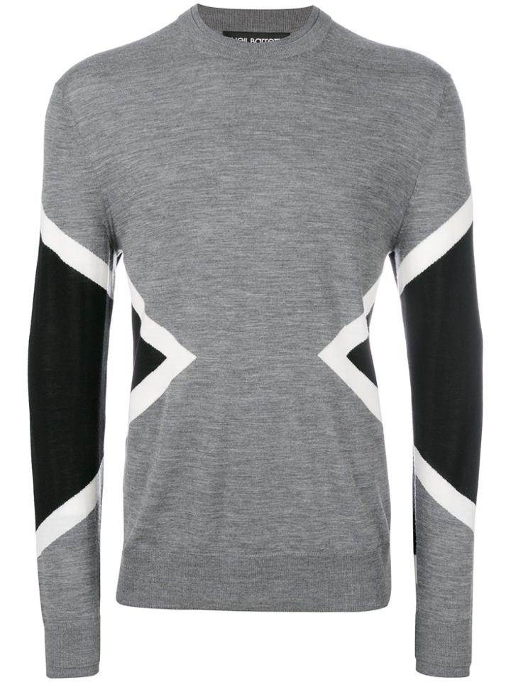 Neil Barrett Geometric Panelled Jumper - Grey