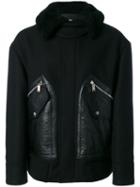 Dsquared2 - Hooded Jacket - Men - Calf Leather/polyamide/polyester/virgin Wool - 54, Black, Calf Leather/polyamide/polyester/virgin Wool