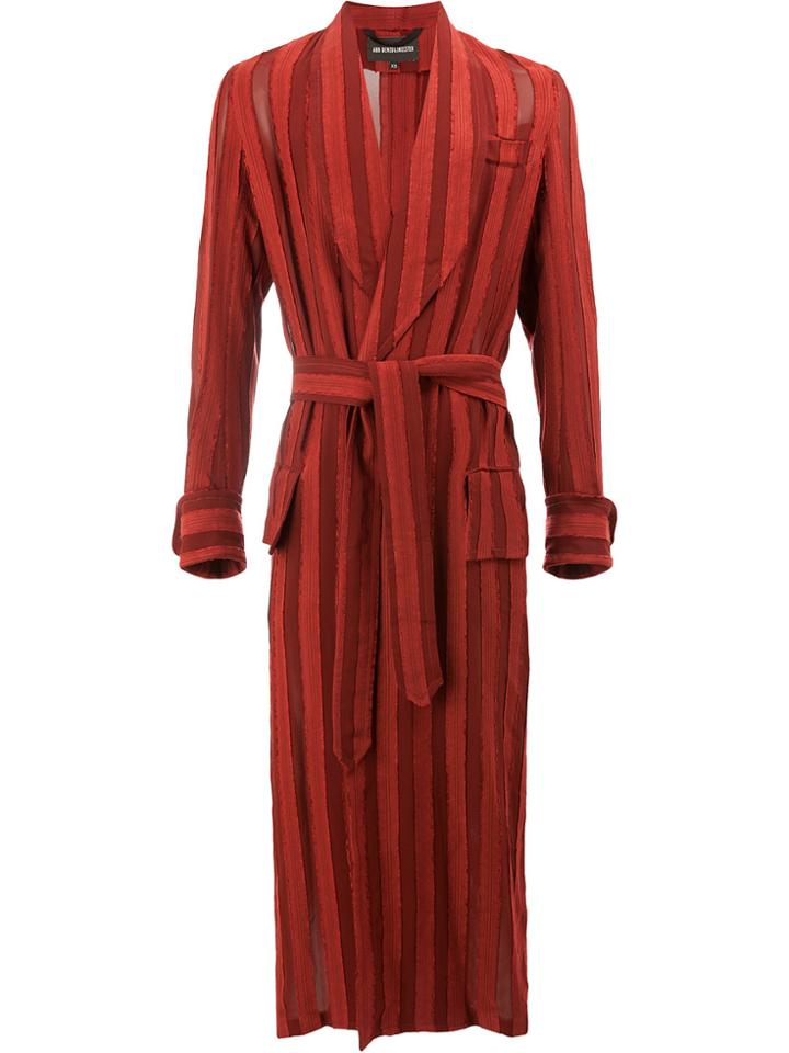 Ann Demeulemeester Devoré Striped Robe - Red