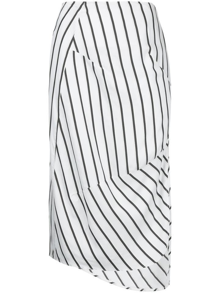 Bassike Stripe Dart Detail Skirt - White