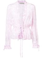 Preen By Thornton Bregazzi Tie Waist Ruffle Trim Printed Blouse - Pink