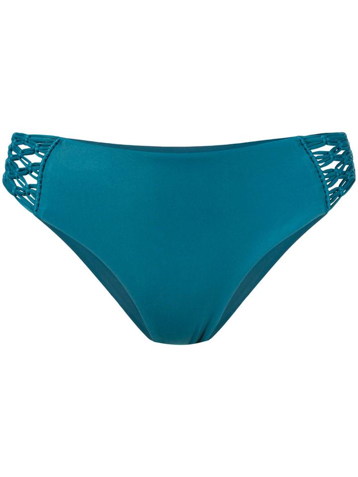 Mikoh - Woven Sided Bikini Bottoms - Women - Nylon/spandex/elastane - L, Blue, Nylon/spandex/elastane