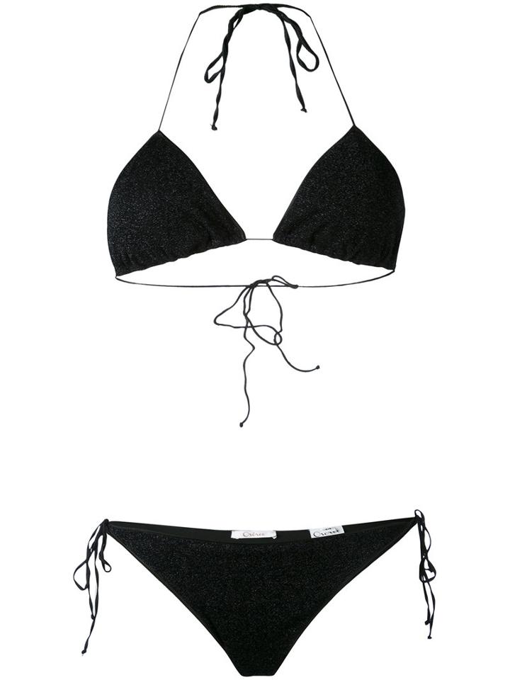 Oseree - Lurex Bikini Set - Women - Polyamide/polyester/spandex/elastane - M, Black, Polyamide/polyester/spandex/elastane