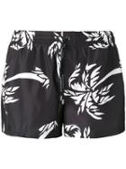 Dolce & Gabbana Palm Print Swim Shorts, Men's, Size: 5, Black, Polyester/polyamide