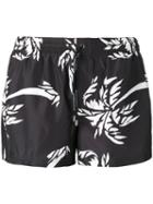 Dolce & Gabbana Palm Print Swim Shorts, Men's, Size: 5, Black, Polyester/polyamide
