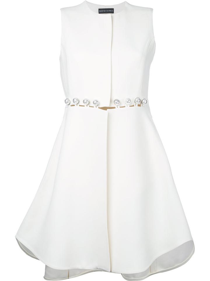 David Koma Sleeveless Flared Jacket, Women's, Size: 12, White, Acetate/viscose