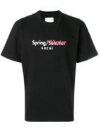 Sacai Slogan Print Crew Neck Cotton T-shirt - Black