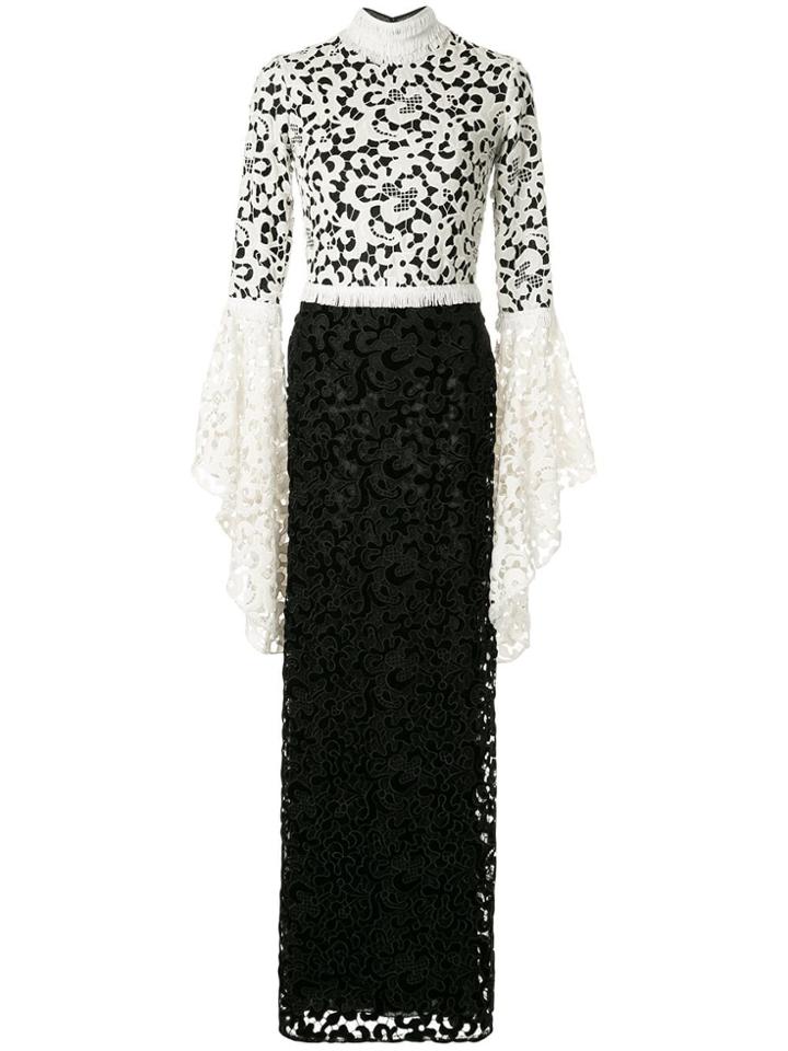 Sandra Mansour Devore Lace Evening Dress - Black