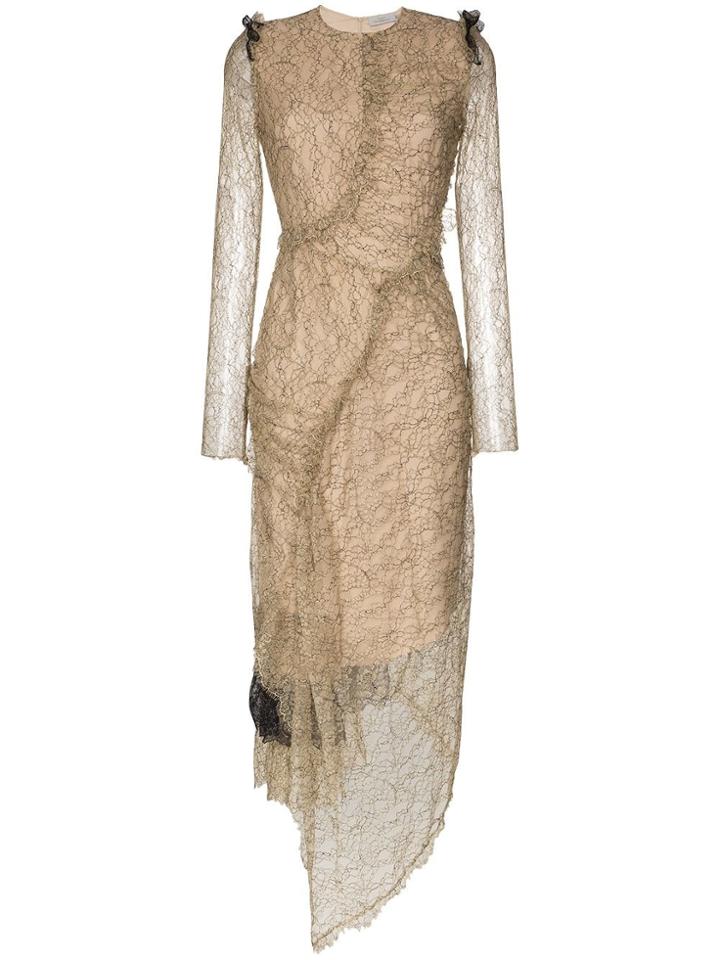 Preen By Thornton Bregazzi Mazine Lace Detail Asymmetric Hem Midi