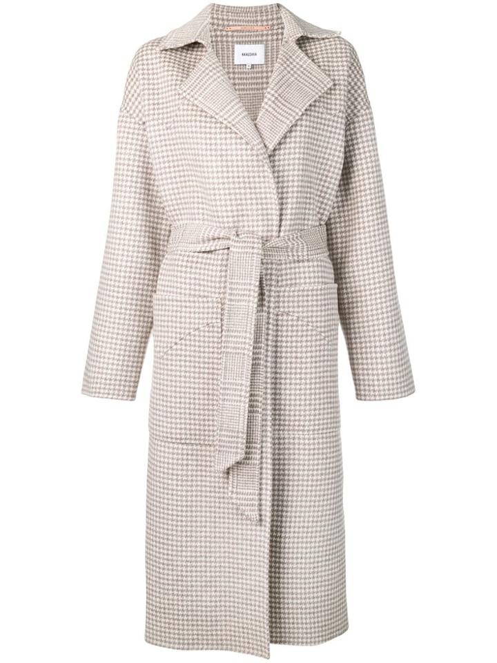 Nanushka Houndstooth Check Coat - Neutrals