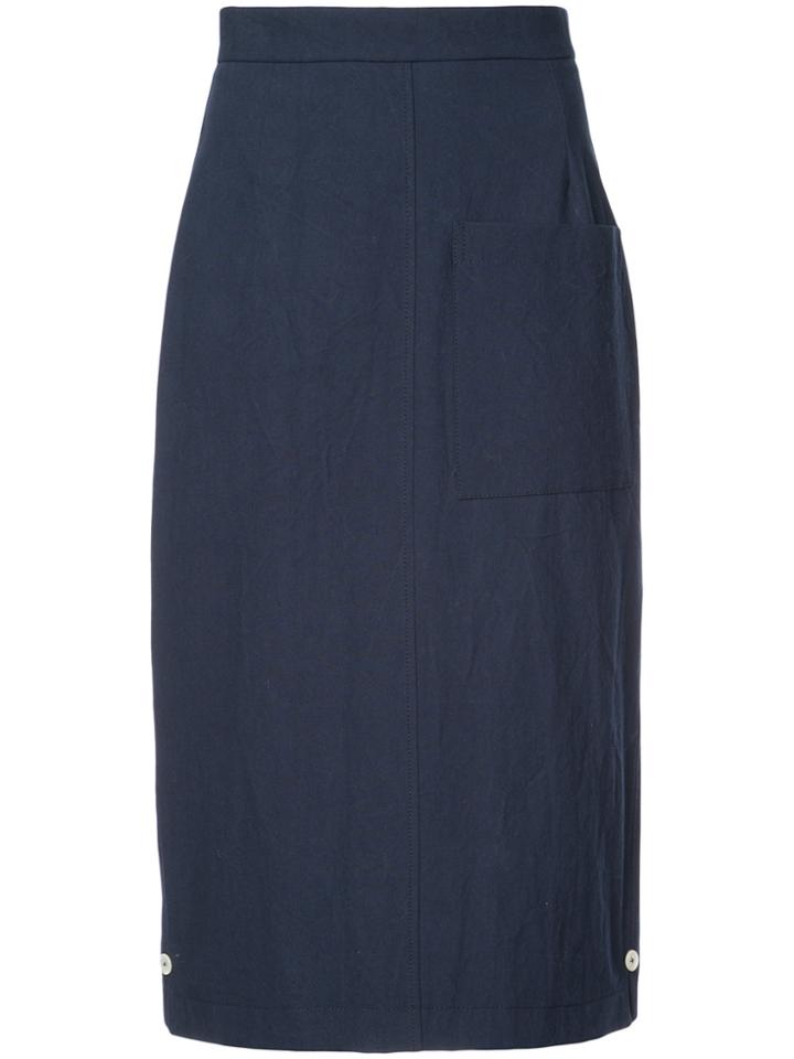 Thom Browne High Waist Cuban Pocket Skirt In Salt Shrink Cotton - Blue