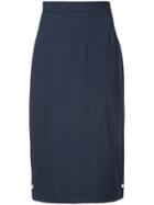 Thom Browne High Waist Cuban Pocket Skirt In Salt Shrink Cotton - Blue