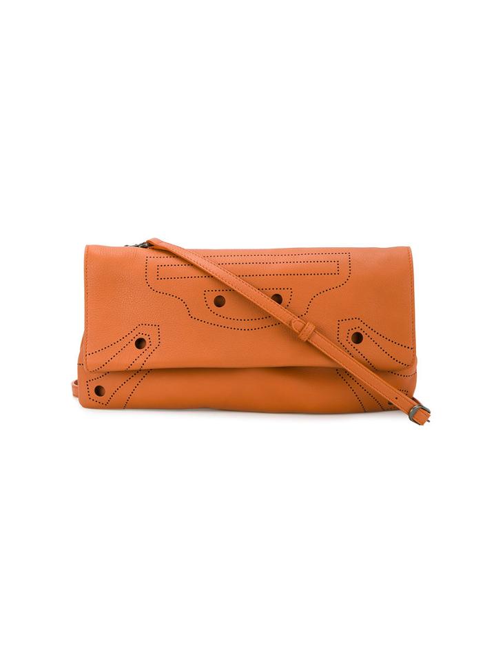 Balenciaga Blackout Envelope Clutch, Women's, Yellow/orange, Leather
