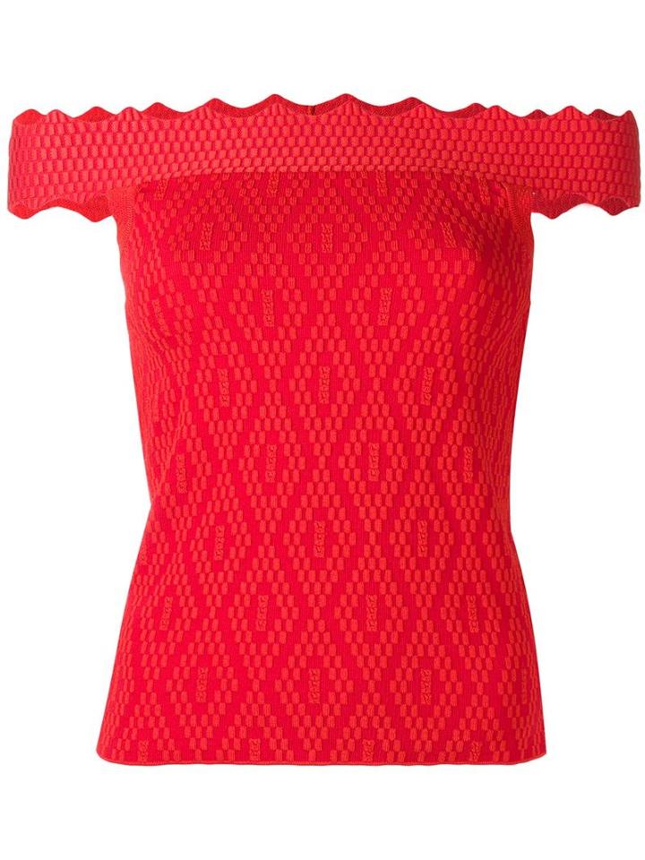 Jonathan Simkhai Off-shoulders Fitted Blouse, Women's, Size: Medium, Red, Rayon/nylon/spandex/elastane