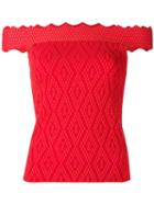 Jonathan Simkhai Off-shoulders Fitted Blouse, Women's, Size: Medium, Red, Rayon/nylon/spandex/elastane