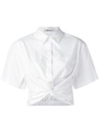 T By Alexander Wang Twist-front Cropped Shirt, Women's, Size: 12, White, Cotton