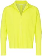 Homme Plissé Issey Miyake Fluorescent Pleated Zipped Jacket - Yellow