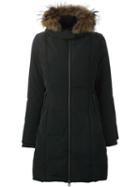 Woolrich Raccoon Fur Trim Padded Coat, Women's, Size: Medium, Black, Feather Down/polyamide/polyester/racoon Fur