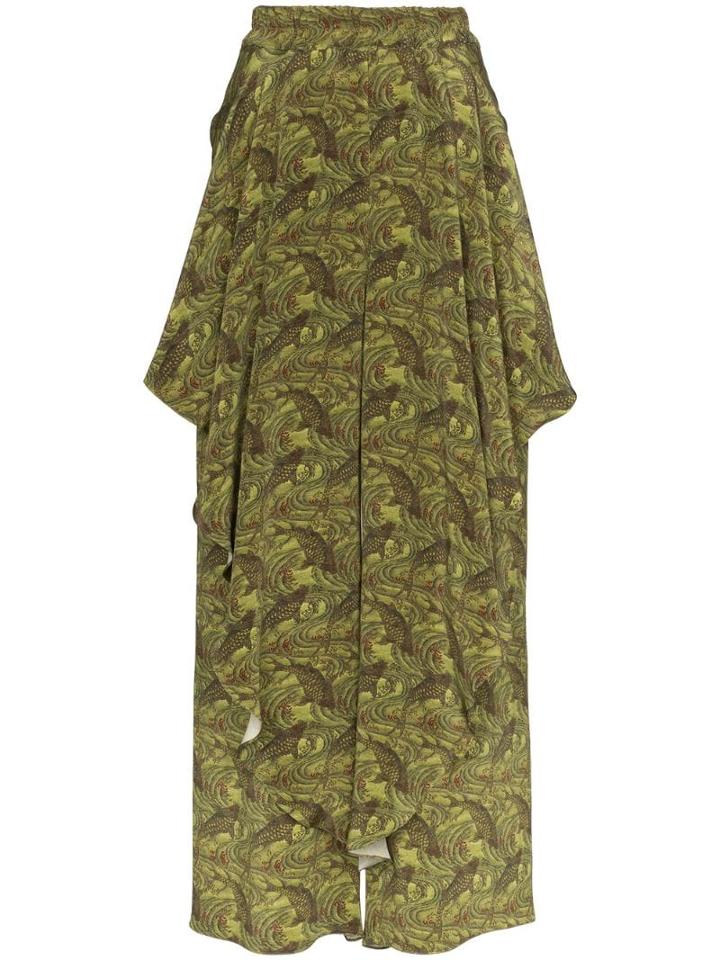 By Walid Ruffle Wide-leg Trousers - Green