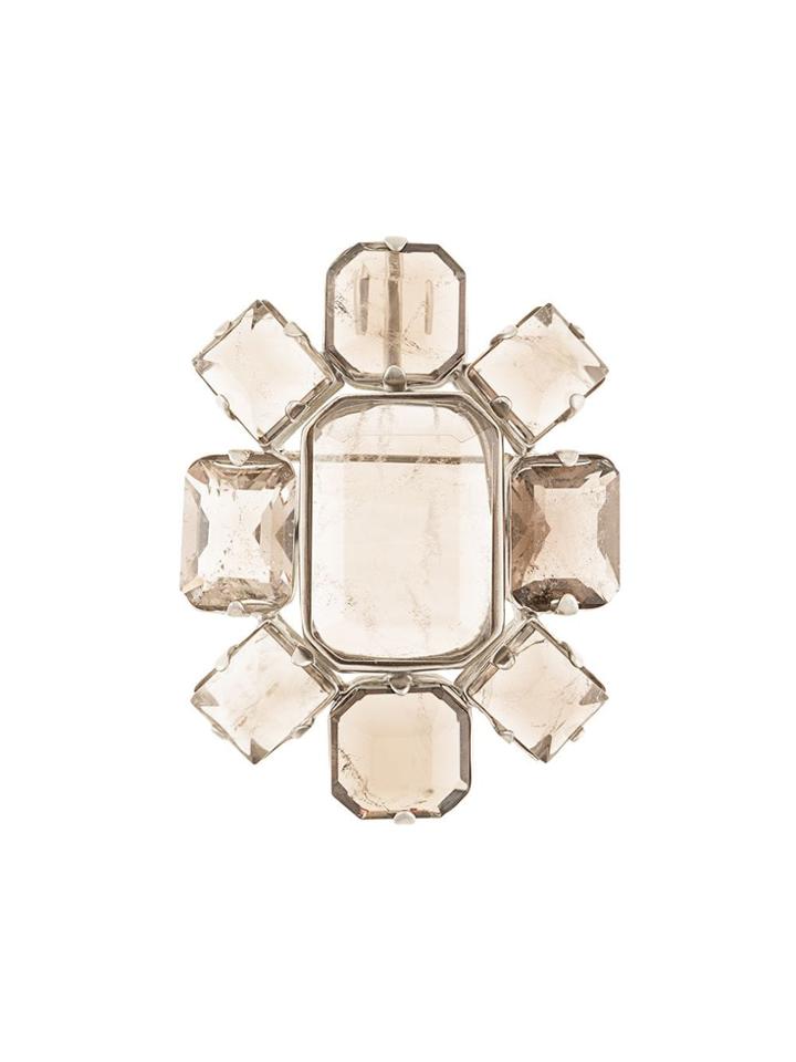 Goossens Smoky Crystal Brooch - Grey