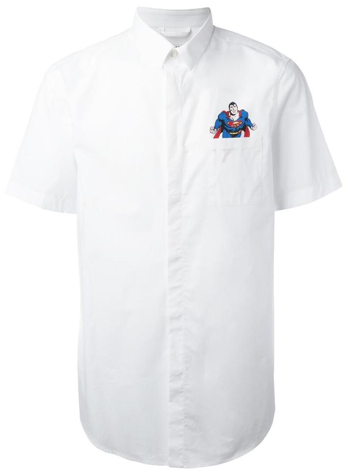 Iceberg Concealed Fastening Shortsleeved Shirt, Men's, Size: Medium, White, Cotton