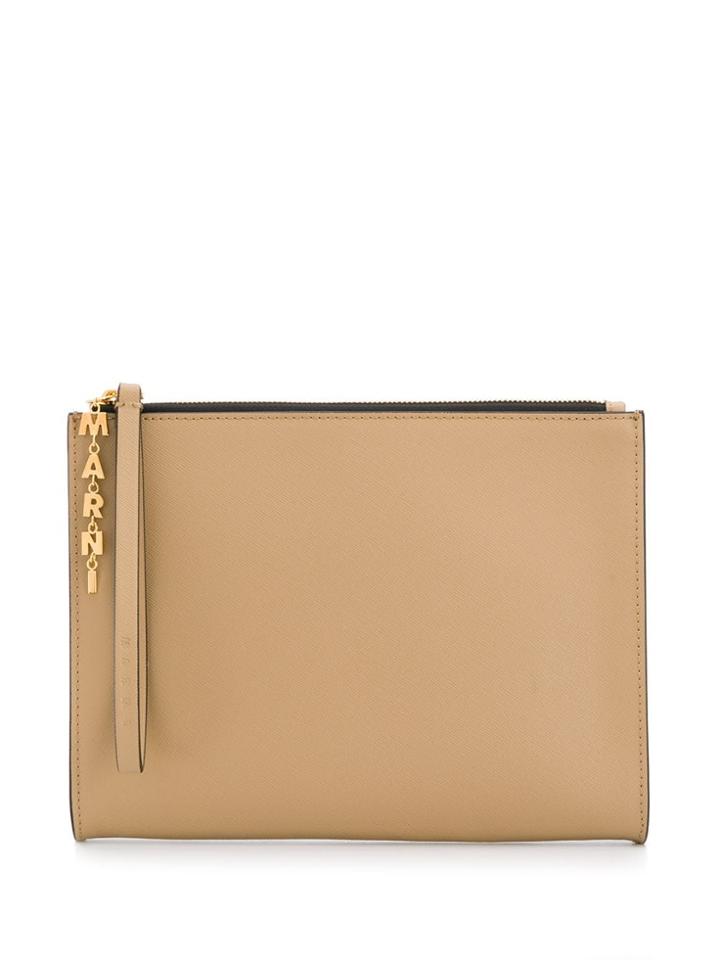 Marni Logo Charm Clutch - Neutrals