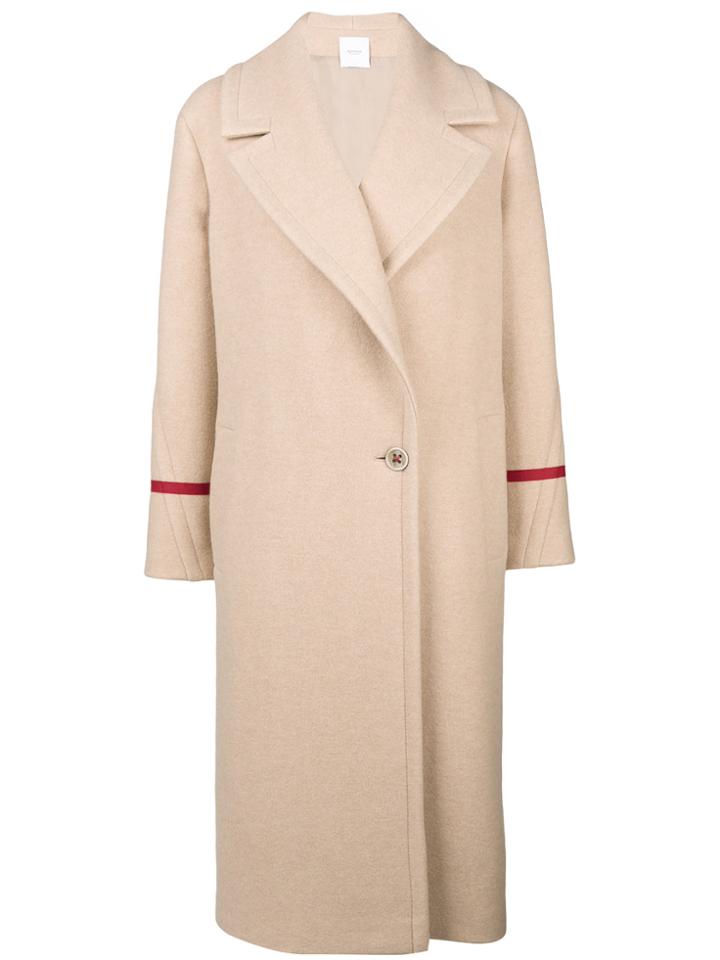Agnona Contrasting Strap Single Breasted Coat - Nude & Neutrals