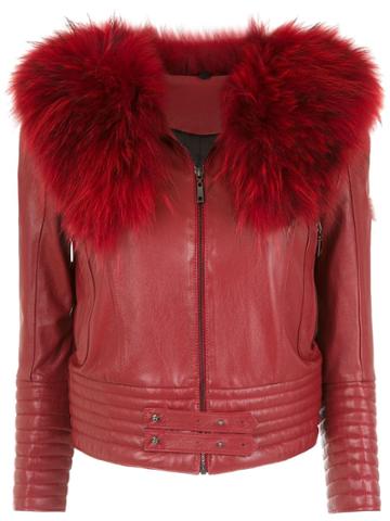 Andrea Bogosian Trimmed Leather Jacket - Red