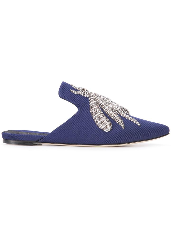 Sanayi 313 Spider Appliqué Mules - Blue