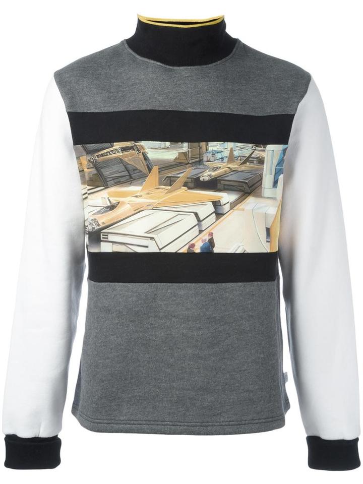 Opening Ceremony Opening Ceremony X Syd Mead 'jet Fighter' Sweatshirt, Men's, Size: Large, Grey, Cotton/polyester