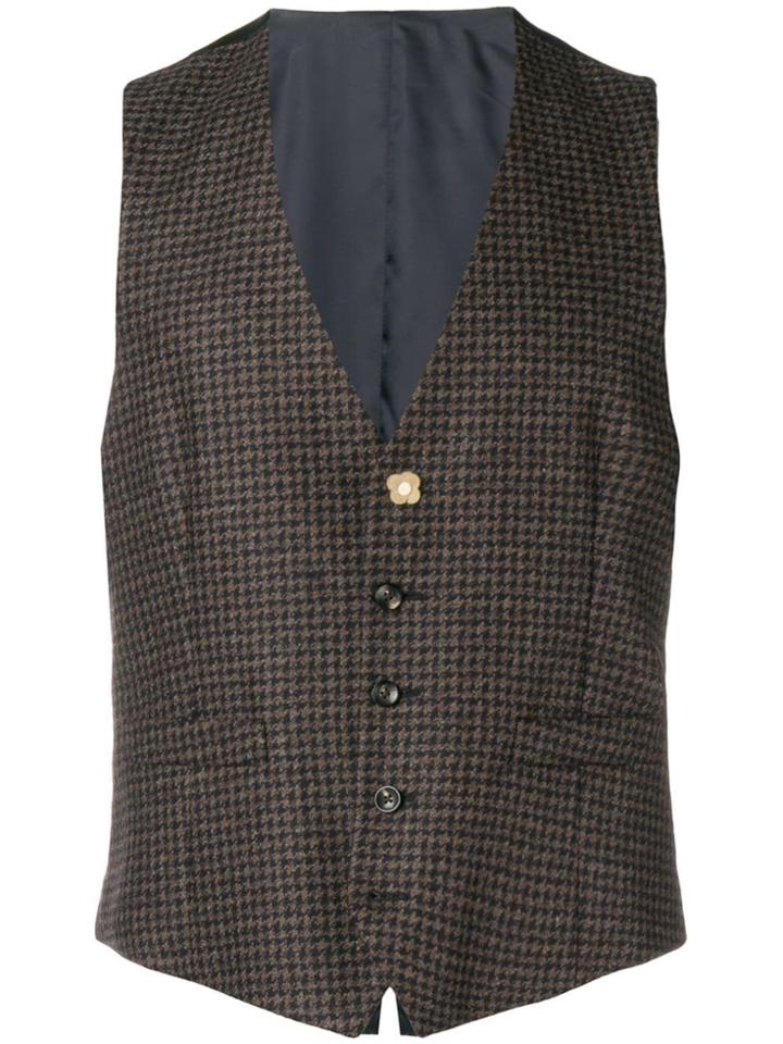 Lardini Houndstooth Waistcoat - Brown