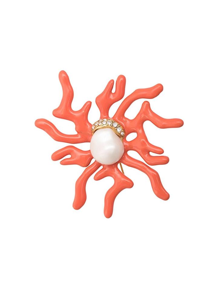 Oscar De La Renta Sea Coral Brooch - Orange