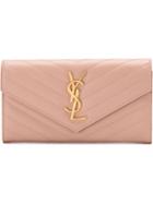 Saint Laurent Large Monogram Flap Wallet - Pink