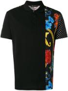 Versace Contrasting Prints Polo Shirt - Black