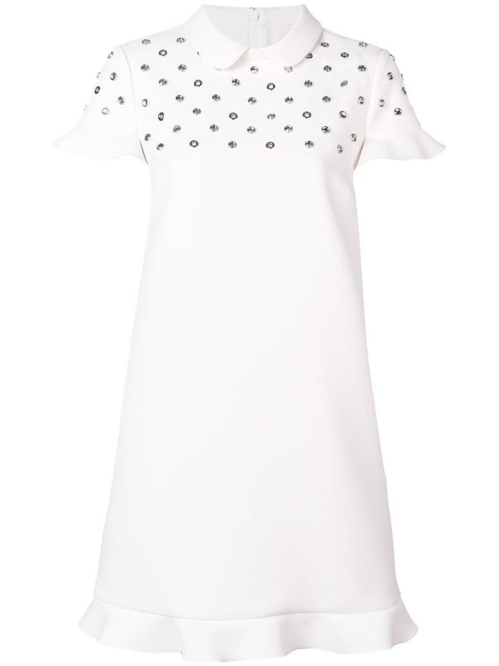 Red Valentino Eyelet Peplum Hem Shift Dress - White