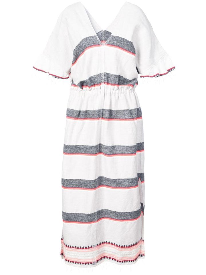 Lemlem Striped V-neck Dredss - Grey
