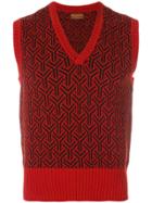 Yves Saint Laurent Vintage Y Patterned Knitted Vest - Red